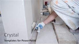  Presentation with apartment - Slide set featuring young-professional-construction-worker-plastering background and a light gray colored foreground