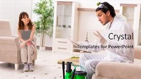  Presentation with pest control - Beautiful presentation design featuring bug spray - young professional contractor doing pest backdrop and a lemonade colored foreground