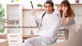  Presentation with pest control - Presentation consisting of bug spray - young professional contractor doing pest background and a lemonade colored foreground