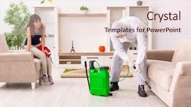  Presentation with pest control - Presentation design having bug spray - young professional contractor doing pest background and a lemonade colored foreground