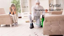  Presentation with pest control - Presentation featuring bug spray - young professional contractor doing pest background and a lemonade colored foreground