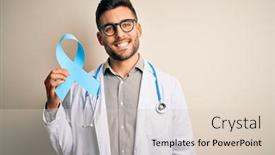  Presentation with colon - Cool new slides with young-professional-doctor-man-holding backdrop and a lemonade colored foreground