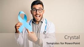  Presentation with colon - Colorful presentation design enhanced with young-professional-doctor-man-holding backdrop and a lemonade colored foreground