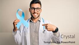  Presentation with colon - Colorful PPT theme enhanced with young-professional-doctor-man-holding backdrop and a soft green colored foreground