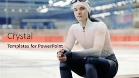  Presentation with ice break - PPT layouts having young-professional-in-short-track background and a coral colored foreground