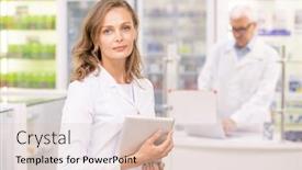  Presentation with pharmacist - Slides consisting of young-professional-pharmacist-and-assistant background and a lemonade colored foreground