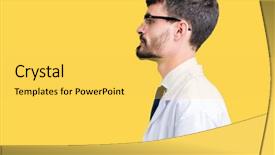  Presentation with scientist - Colorful PPT theme enhanced with young professional scientist man wearing backdrop and a  colored foreground