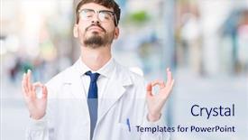  Presentation with scientist - Beautiful slides featuring young professional scientist man wearing backdrop and a  colored foreground