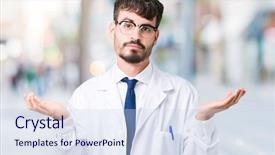  Presentation with professional tennis player athlete man - Slide deck enhanced with young professional scientist man wearing background and a  colored foreground