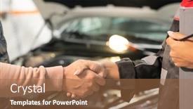  Presentation with service technician - Colorful slide deck enhanced with young-professional-technician-of-car backdrop and a coral colored foreground