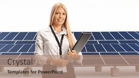  Presentation with solar farm - Theme featuring young-professional-woman-holding and a coral colored foreground