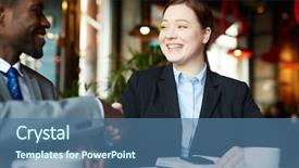  Presentation with african american meeting - Amazing presentation design having young professional woman shaking hands backdrop and a  colored foreground