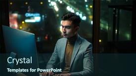  Presentation with report - Audience pleasing theme consisting of young-professional-write-report backdrop and a ocean colored foreground