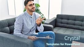  Presentation with office - Presentation theme enhanced with young-psychologist-man-at-consultation background and a ocean colored foreground