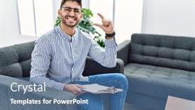  Presentation with office - PPT theme featuring young-psychologist-man-at-consultation background and a ocean colored foreground