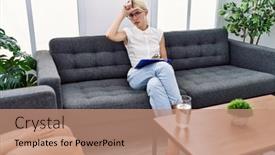  Presentation with office - Slide deck with young-psychologist-woman-at-consultation background and a coral colored foreground