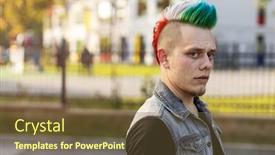  Presentation with housing - Presentation theme featuring rebellion - young punk man background and a tawny brown colored foreground
