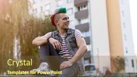  Presentation with punk - Presentation design enhanced with young punk man background and a tawny brown colored foreground