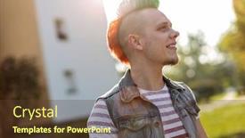  Presentation with housing - Presentation featuring rebellion - young punk man background and a tawny brown colored foreground