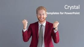  Presentation with successful - Slide deck featuring young radiant successful happy businessman background and a  colored foreground