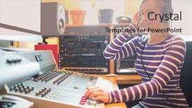  Presentation with radio station - Cool new theme with young radio host wearing headphones backdrop and a coral colored foreground