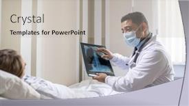  Presentation with lung - PPT theme consisting of young-radiologist-in-whitecoat background and a light gray colored foreground