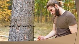  Presentation with tree - PPT theme with young-ranger-in-the-age background and a coral colored foreground