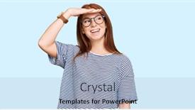  Presentation with far away - Slide deck featuring young-read-head-woman-wearing background and a light blue colored foreground