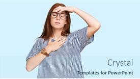  Presentation with flu virus - Cool new presentation theme with young-read-head-woman-wearing backdrop and a sky blue colored foreground