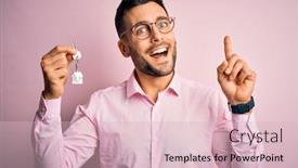  Presentation with pink business - PPT theme featuring young-real-estate-business-man background and a lemonade colored foreground