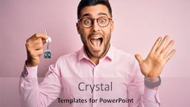  Presentation with pink business - Presentation design with young-real-estate-business-man background and a lemonade colored foreground