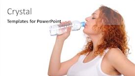  Presentation with bottle water - Slides with young red-haired pregnant girl with a bottle of water background and a white colored foreground