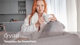  Presentation with rest - Slides consisting of young-red-haired-woman background and a gray colored foreground