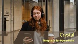  Presentation with takeaway coffee - Presentation consisting of young-red-haired-woman background and a  colored foreground