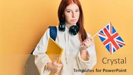  Presentation with student exchange - Amazing PPT layouts having young-red-head-girl-exchange backdrop and a yellow colored foreground