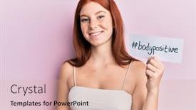  Presentation with red banner - Amazing slide set having young-red-head-girl-holding backdrop and a coral colored foreground
