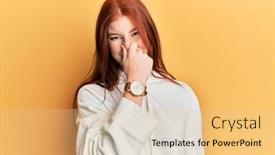  Presentation with bad breath - Amazing presentation design having young-red-head-girl-wearing backdrop and a lemonade colored foreground