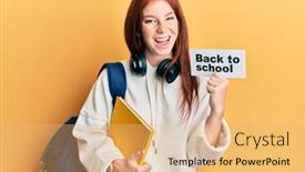  Presentation with red banner - Theme enhanced with young-red-head-girl-wearing background and a yellow colored foreground