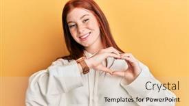  Presentation with romantic love - PPT theme enhanced with young-red-head-girl-wearing background and a lemonade colored foreground
