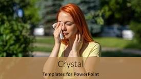  Presentation with green tree - Theme featuring young-redhair-woman-sneezing background and a coral colored foreground