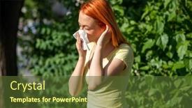  Presentation with green tree - Presentation with young-redhair-woman-sneezing background and a tawny brown colored foreground