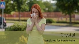  Presentation with sneezing - Slide set featuring young-redhair-woman-sneezing background and a gold colored foreground
