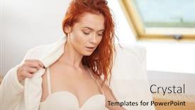  Presentation with bathroom - Audience pleasing presentation theme consisting of young redhaired woman in the bathroom backdrop and a lemonade colored foreground