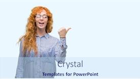  Presentation with bussines - PPT theme enhanced with young-redhead-bussines-woman-smiling background and a sky blue colored foreground