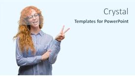  Presentation with bussines - Theme consisting of young-redhead-bussines-woman-smiling background and a white colored foreground