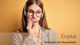  Presentation with overworked - Theme enhanced with young-redhead-call-center-agent background and a coral colored foreground