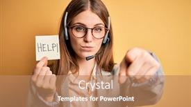  Presentation with call center - Cool new presentation with young-redhead-call-center-agent backdrop and a coral colored foreground