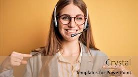  Presentation with overworked - Presentation theme enhanced with young-redhead-call-center-agent background and a coral colored foreground