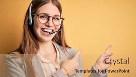  Presentation with overworked - Presentation featuring young-redhead-call-center-agent background and a coral colored foreground