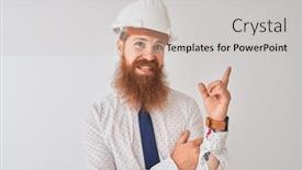  Presentation with camera security - Slides having young-redhead-irish-architect-man background and a light gray colored foreground